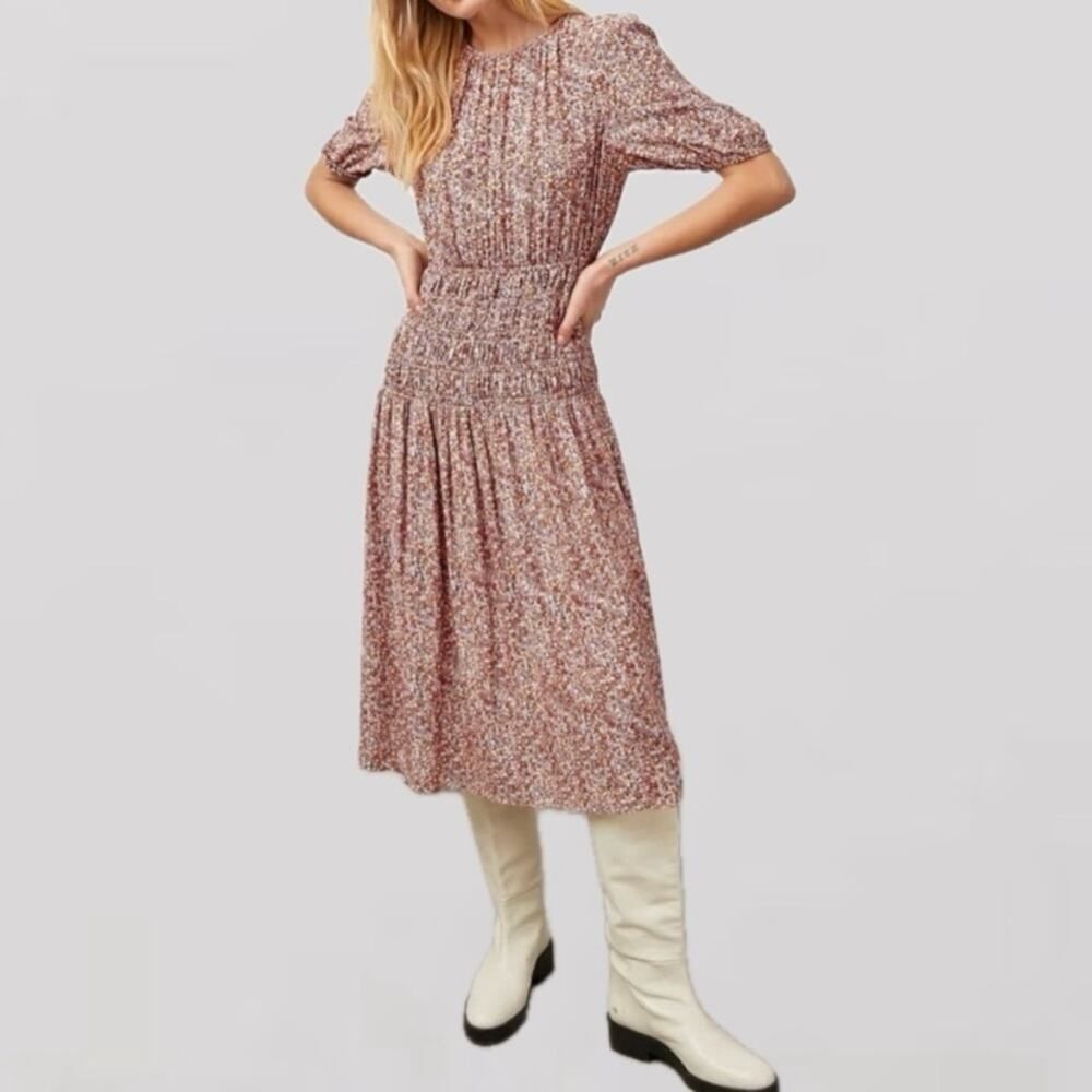 Rails Filippa Smocked Midi Dress Autumn Floral Size XS